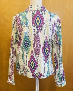 Jones New York Jacket Womens Sz Large Aztec Abstract Denim Colorful NWT MSRP$79 - Picture 1 of 6