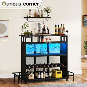 Home Liquor Stehtisch mit Wandregal Fußstütze verstellbar LED-Leuchten - Bild 1 von 9