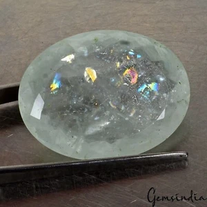Rainbow Aquamarine Stunning Oval Faceted Certified 97.10 Ct Jumbo Size Gemstone - Picture 1 of 11