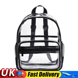 Mochilas PVC Transparentes Manija Superior Mochila Escolar Impermeable (Negro) Reino Unido - Imagen 1 de 7