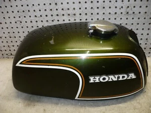 HONDA 72 CB350F FOUR CB 350 F FUEL PETROL GAS TANK RESERVOIR GREEN GAS CAP OEM - Picture 1 of 24