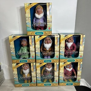 Lot of 7 Mattel 1992 Walt Disney The Seven Dwarfs Figures Magically Complete New - Picture 1 of 15