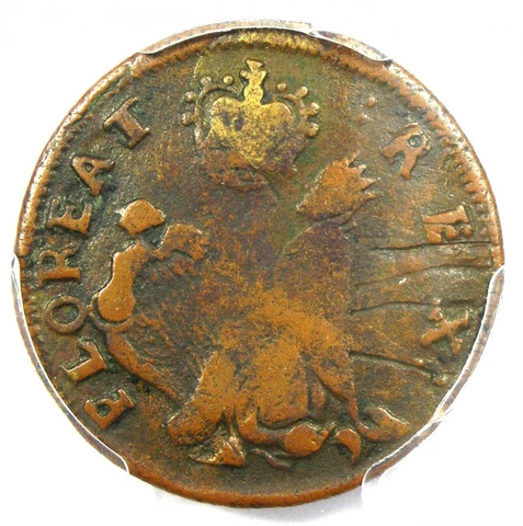 1670 New Jersey St Patrick Farthing Colonial Coin 1/4P - PCGS VF20 - $1500 Value Cover
