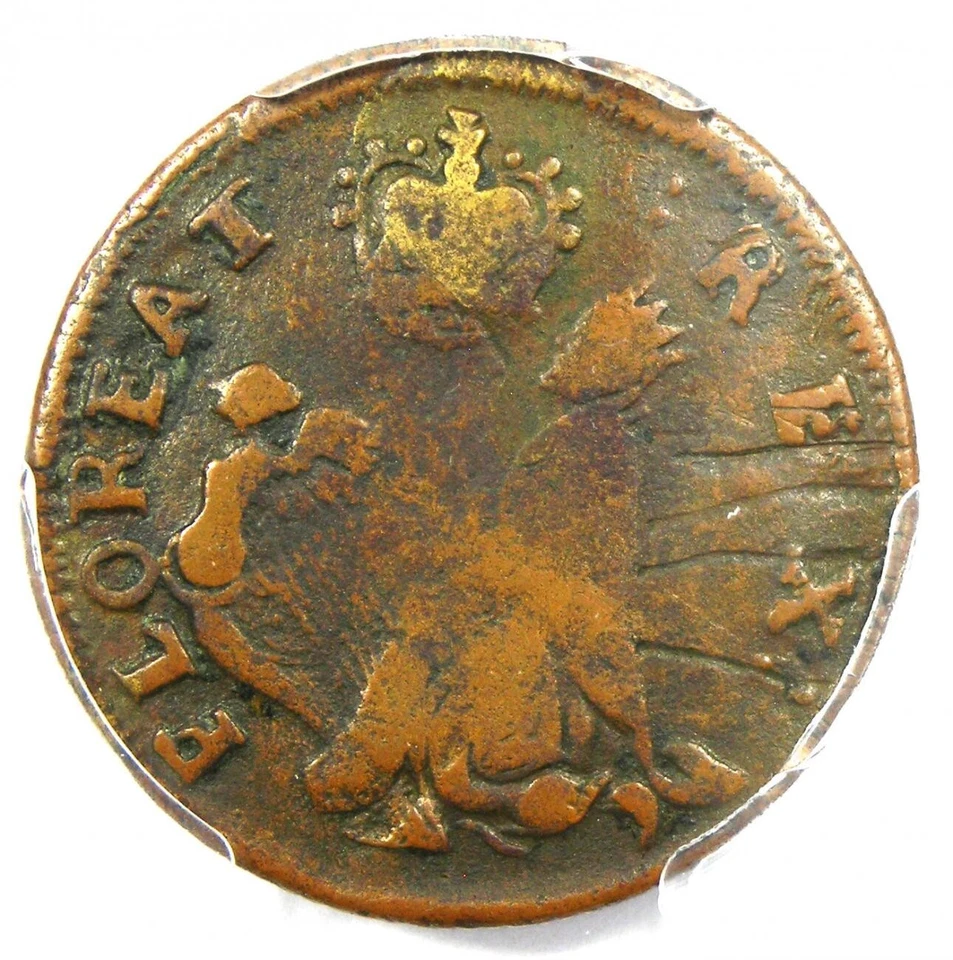 1670 New Jersey St Patrick Farthing Colonial Coin 1/4P - PCGS VF20 - $1500 Value - Image 1 of 4