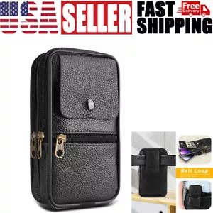 Funda tipo billetera con cinturón de cintura para teléfono Funda con clip Bolso de cuero PU - Imagen 1 de 12