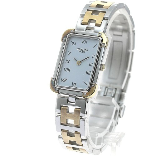 HERMÈS Orologio donna Hermes Cloajour CR1.220 quarzo quadrante bianco con scatola autentico