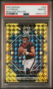 2023 NFL Mosaic CJ Stroud #292 Reactive Yellow Prizm Rookie PSA 10 GEM MINT Card - Picture 1 of 2