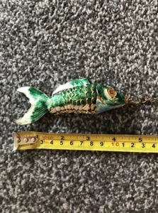 Vintage Koi Carp Enamel Painted Copper Articulated Keychain - Bild 1 von 5