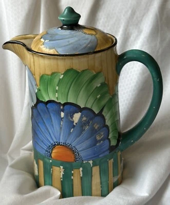 Tetera cafetera Hampton 9061 pintada a mano cerámica gris rara Art Deco Foto 1 de 4