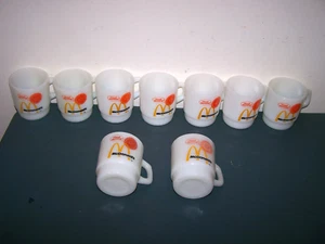 9 ANCHOR HOCKING FIRE-KING MCDONALD'S GOOD MORNING MUGS CUPS MILK GLASS - Picture 1 of 12
