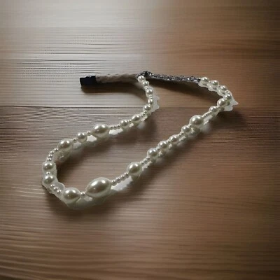 Vintage Carolee Faux  Oval Pearl Collar Necklace With Tag  13" plus 1" Adjusts - Image 1 of 4