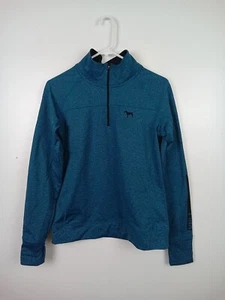 PINK by Victoria's Secret Blue Quarter Zip Long Sleeve Sweatshirt Size Medium - Picture 1 of 8
