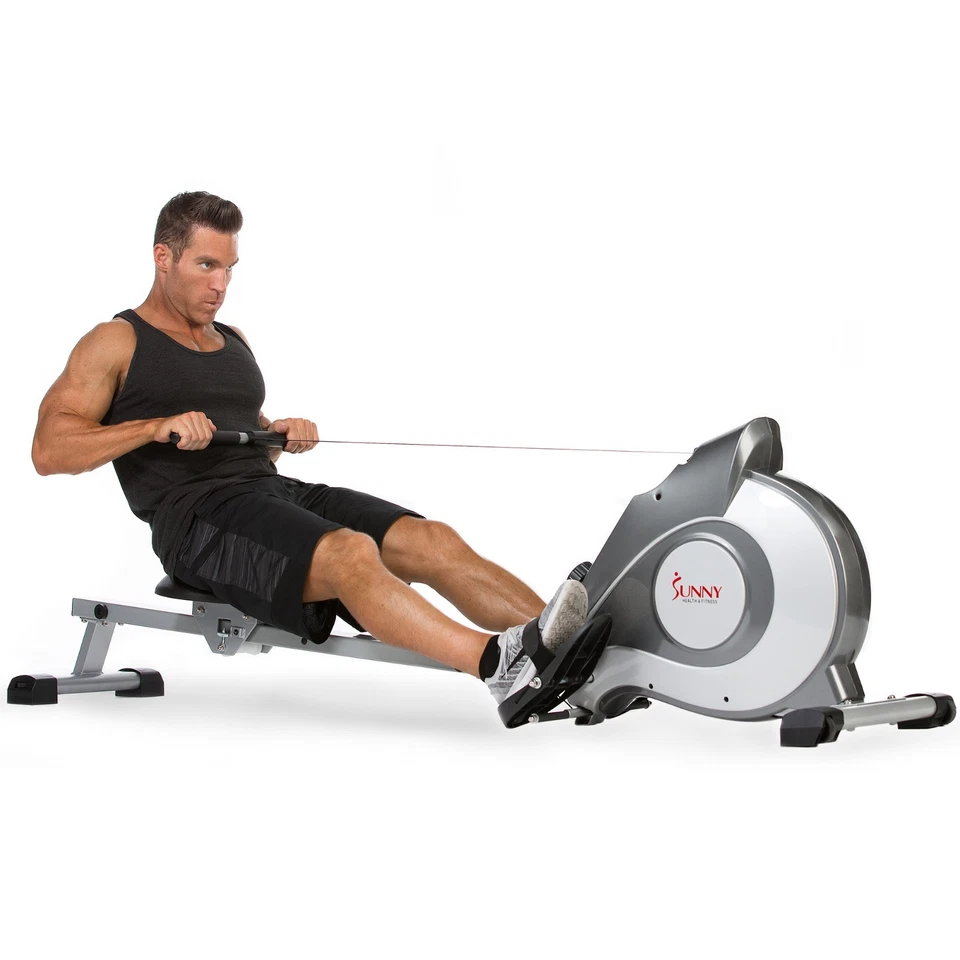 Sunny Health Fitness Magnetic Rowing Machine Rower with LCD Monitor
