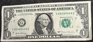 2017 Chicago $1 Bill Trinary Repeat 854854 Solid Triple Pair Note - Picture 1 of 2