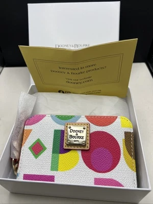 Dooney & Bourke Art Deco Large Zip Around Credit Card Case  White NWT - Image 1 of 4