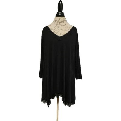 Lane Bryant Black Lace Trim Long Sleeve Top Sz 18/20 Y2K Witchy Vampire Diaries - Image 1 of 4