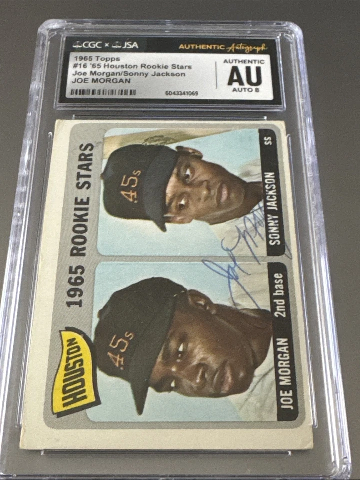 Tarjeta firmada por Joe Morgan RC automática novato 1965 Topps HOF #16 CERTIFICADO DE AUTENTICIDAD JSA Foto 1 de 1
