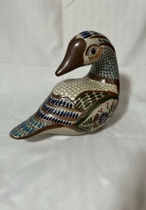 Vintage Large Mexican Tonala Pottery Duck Swan Signed Mexico Mateos Folk Art - Picture 1 of 6