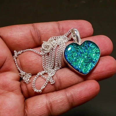 Collana australiana tripletta opale pietra preziosa argento 925 fatta a... - Immagine 1 di 4