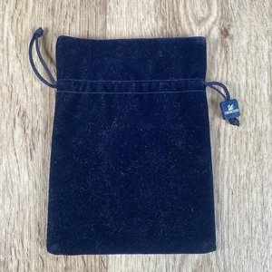 Swarovski Velvet Pouch Deep Navy Blue Drawstring Bag Orange Interior - Picture 1 of 5