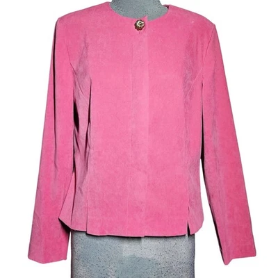 Blusa vintage años 80 rosa abotonada con hombreras talla 12 Foto 1 de 4