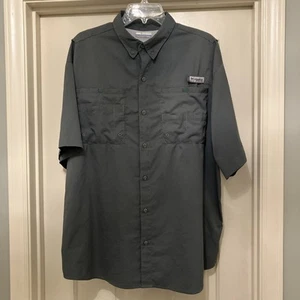 Camicia da pesca COLUMBIA PFG XL verde ventilata con bottoni manica corta omni ombra - Foto 1 di 7