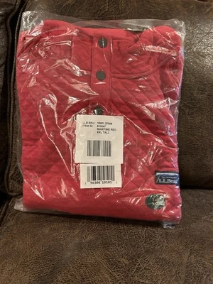 L.L. Bean Мужская стеганая толстовка Mockneck XXL высокий новый в упаковке морской красный - Изображение 1 из 4
