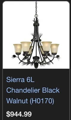 VAXCEL H0170 Sierra 6 Light Bronze Rustic Pinecone Chandelier Ponderosa - Image 1 of 3