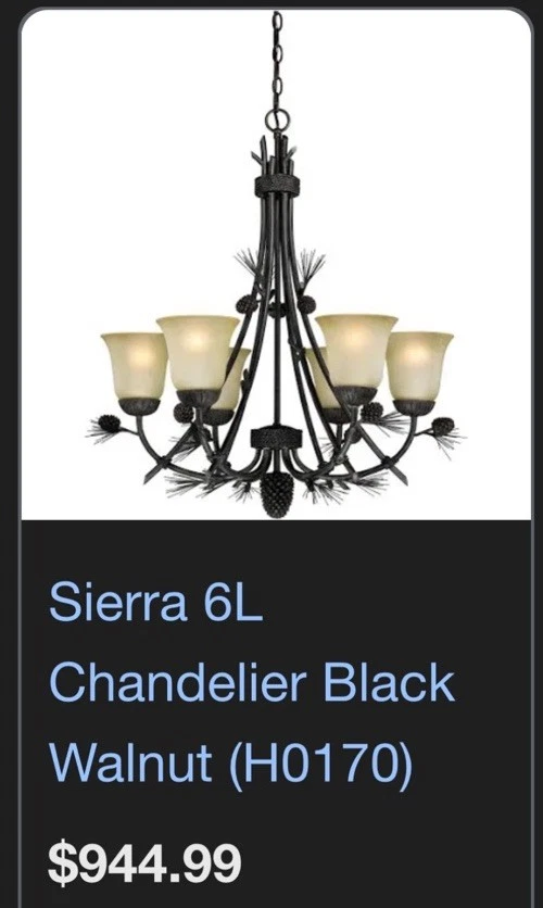 VAXCEL H0170 Sierra 6 Light Bronze Rustic Pinecone Chandelier Ponderosa - Image 1 of 3