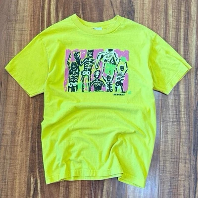 Volcom Surf Skeletons Graphic T Shirt Yellow M - Image 1 of 4