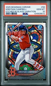 Bowman 2025 cromo Kristian Campbell radiocontrol vidrio grabado variación gema como nuevo PSA 10 - Imagen 1 de 4