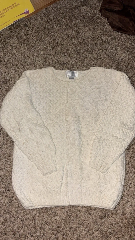 Suéter de Colección The Limited Tejido a Mano para Mujer Mediano Crema Ramie Cable Grueso Invierno Foto 1 de 2