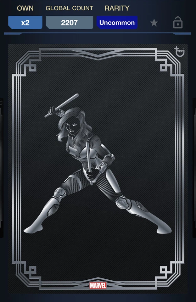 Topps Marvel Collect DIGITAL TOPPS DECO SILVER BLACK WIDOW - Image 1 of 1