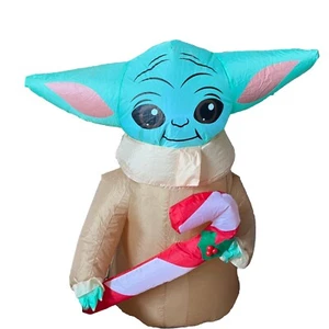 Grogu gonfiabile soffiato ad aria Star Wars 3,5' con canna per caramelle - funzionante - LEGGI - Foto 1 di 6