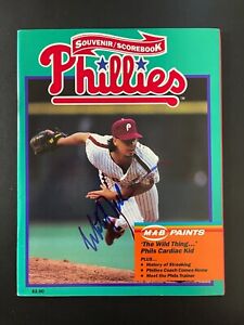 Mitch Williams Signed Philadelphia Phillies Baseball Program Autograph 