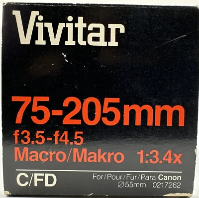 Vivitar 75-205mm f3.5-4.5 MC Manual Focus Lens F/Canon With Polarizer - Image 1 of 4