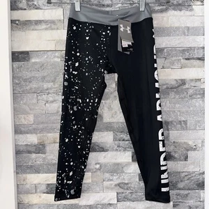 NWT Girls Under Armour Athletic Capris Pants Youth M Medium Md Black Heatgear UA - Picture 1 of 7