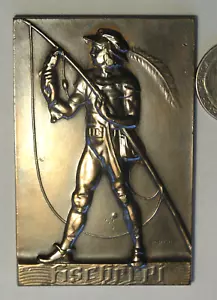 Fishing Boy with catfish,bronze plaque by Karl Perl,Austrian sculptor 50x75mm - Picture 1 of 3