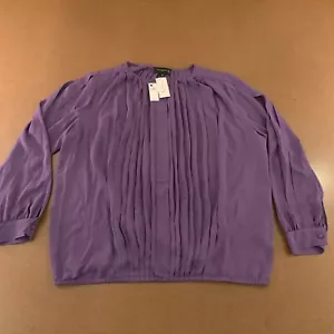 Banana Republic Womens Size XL Purple Long Sleeve Pleated Georgette Blouse NWT - Picture 1 of 10