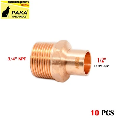 1/2" C x 3/4" Male NPT Threaded Copper Adapters (10 PCS ) - Image 1 of 2