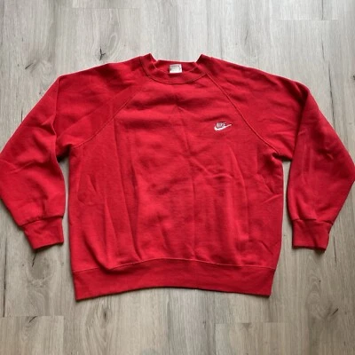 Vintage 80s NIKE Sweatshirt XL Red Gray Tag Air Swoosh Embroidered Jordan Era - Image 1 of 4