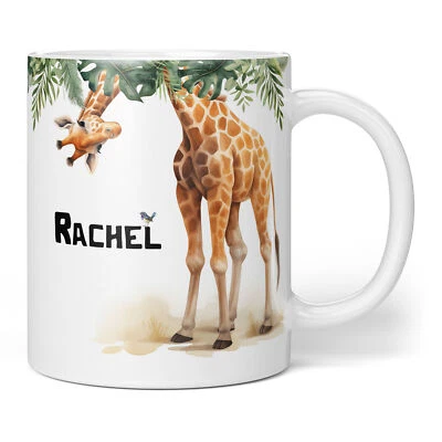 MUG PIXIE Curious Giraffe Mug - Personalized Cute Giraffe Coffee Cup, Custom Name Gift