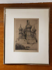 Marius Bauer St. Cathédrale Basile, Moscou vers 1900 gravure signée néerlandaise