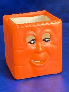 Vtg Robert Alan Candle Co Orange Ceramic Pumpkin Face Lantern Bag Candle Votive - Picture 1 of 14