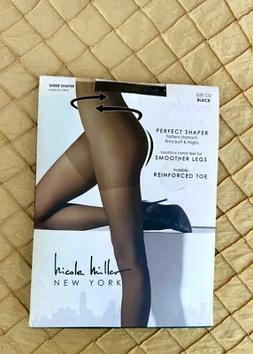 Nicole Miller New York Women’s Size C-D Sheer Shaper Black Pantyhose - Image 1 of 2