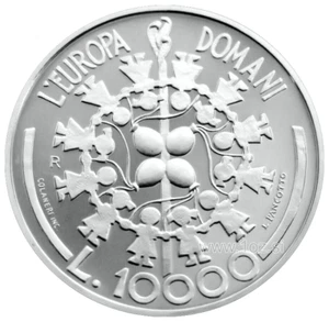 SAN MARINO 10000 LIRE 1999 ( EU TOMORROW ) SILVER Commem. coin (KM# 411) PROOF - Picture 1 of 5