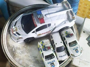 Lamborghini Super Police Supercar bump & go Toy & 3 other toy police cars - Picture 1 of 10
