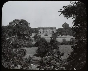 ANTIQUE Magic Lantern Slide STONELEIGH ABBEY FROM THE GROVE C1890 PHOTO - Picture 1 of 2