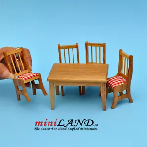 VENTA - 5 piezas Mesa de cocina con sillas ROBLE casa de muñecas miniatura 1:12 madera - Imagen 1 de 4
