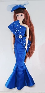 Blue Slim Mermaid Dress for 11.5inch Fashion Doll Long Evening Gown Hat Clothing - Picture 1 of 5